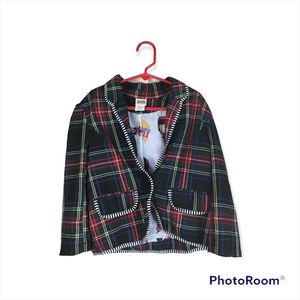 Harajuku Mini Black Red Plaid Button-Up Jacket Size 10/12